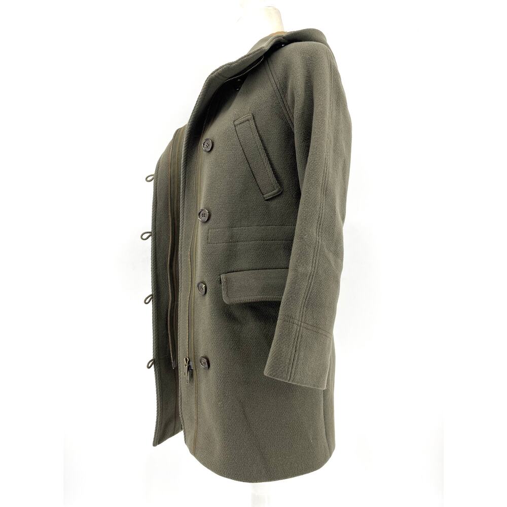 J. Crew Women’s 4P Stadium Cloth Nello Gori Green Wool Duffle Pea Coat‎ Hooded - Picture 4 of 10